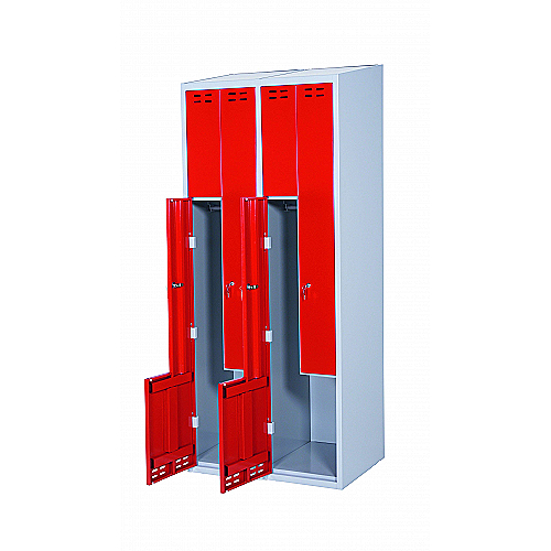 Szafa szatniowa czerwono-szara 4 przegrody