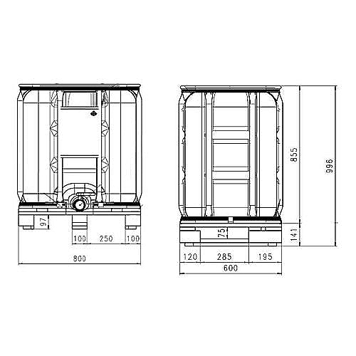 Kontener IBC 300 L, 800 x 600 x 996 - 0