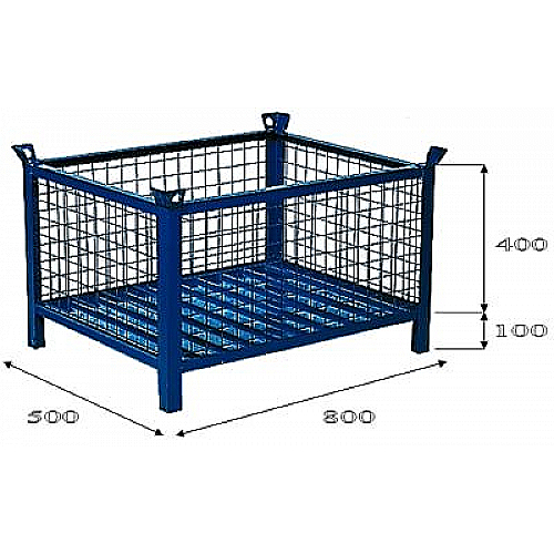 Pojemnik siatkowy 800x500x400, obciążenie 2000 kg - 0