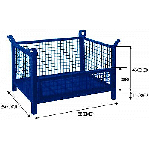 Pojemnik siatkowy składany, 800x500x400, obciążenie 2000 kg - 0