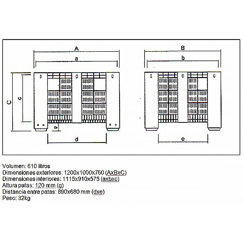 Plastikowy pojemnik 1,200 X 1,000 X 760 mm, obciążenie 610 kg - 0