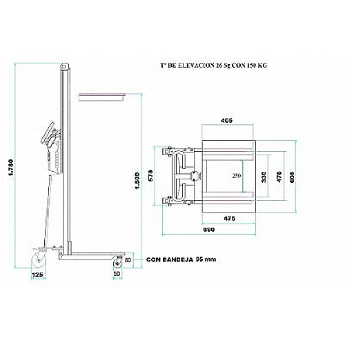 Elektryczny podnośnik o udźwigu 150 kg przy 1520 mm - 0