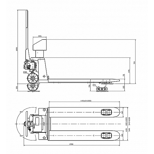 Wózek paletowy z wagą ZEUS WPE PREMIUM, 1150х540mm, XK3190-A12E OIML - 0