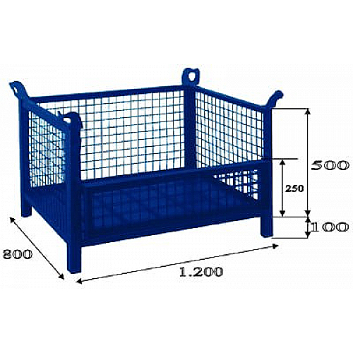 Pojemnik siatkowy składany 1200x800x500, obciążenie 2000 kg - 0