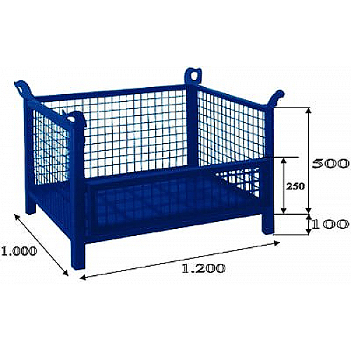 Pojemnik siatkowy składany 1200 x 1000, obciążenie 2.000 kg - 0