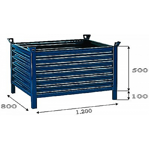 Metalowa skrzyniopaleta, pełna 1200x800x500, obciążenie 2000 kg - 0