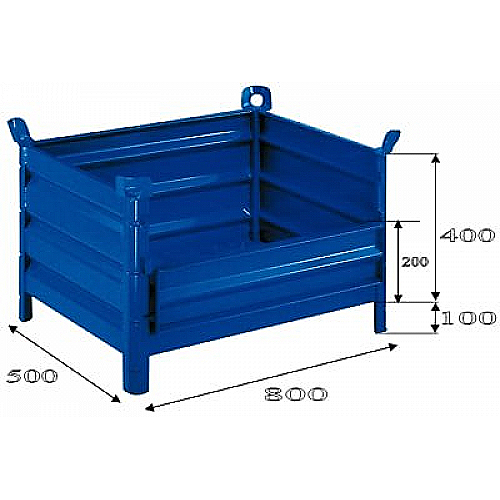 Skrzynia metalowa z otwieranym bokiem 800 x 500, obciążenie 2000 kg - 0