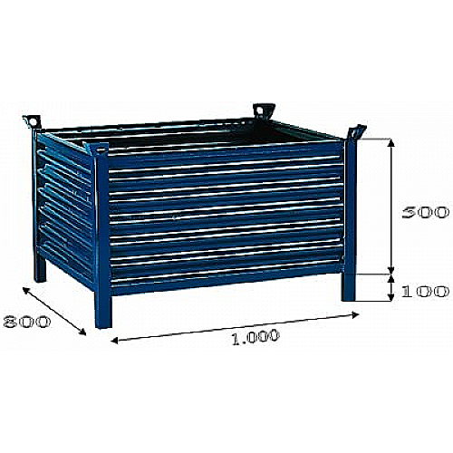 Metalowa skrzyniopaleta, 1000x800x500, obciążenie 2000 kg - 0