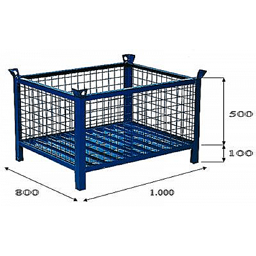 Pojemnik siatkowy 1000x800x500, obciążenie 2000 kg - 0