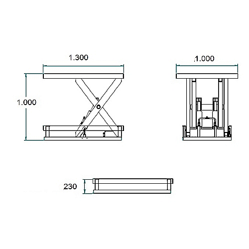 Stół podnośnikowy elektryczny 2000 kg. Platforma 1300 x 1000 - 0