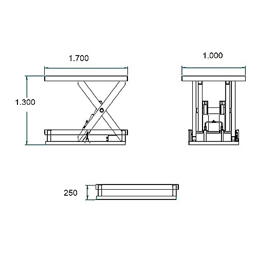 Stół podnośnikowy elektryczny 2000 kg. Platforma 1700 x 1000 - 0