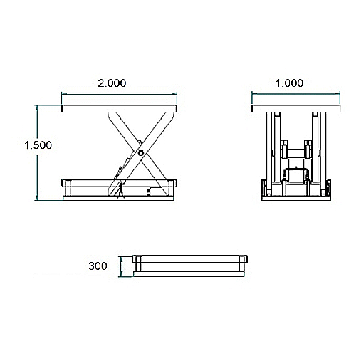 Stół podnośnikowy elektryczny 4.000 kg. Platforma 2000 x 1000 - 0