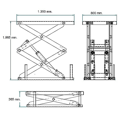 Stół podnośnikowy elektryczny 2000 kg. Platforma 1350 x 800 - 0