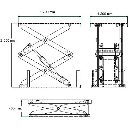 Stół podnośnikowy elektryczny 3000 kg. Platforma 1700 x 1200 - 0