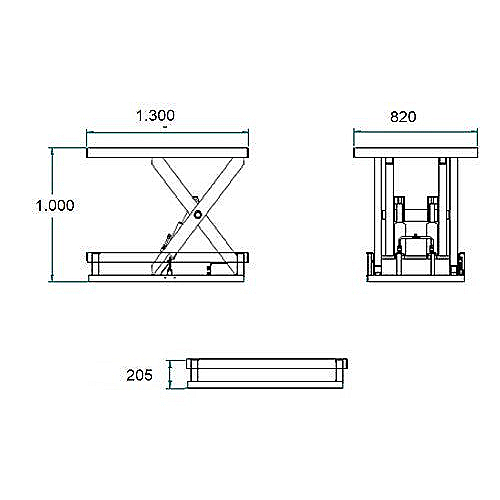 Stół podnośnikowy elektryczny - 1000 kg Platforma 1300 x 820 - 0