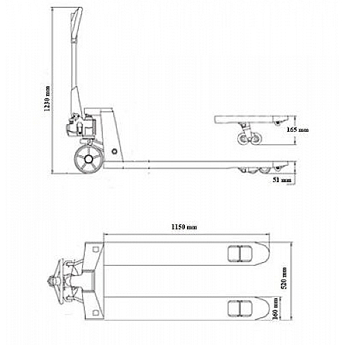 Wózek paletowy o wysokości 55 mm - udźwig 1500 kg - 0